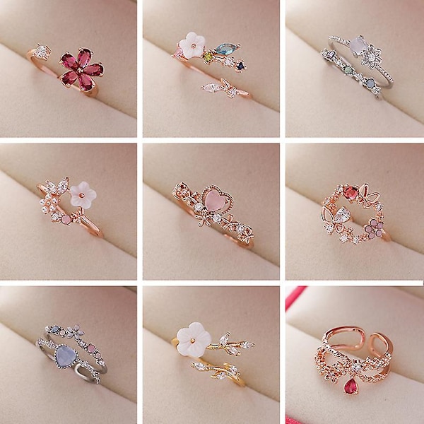 Ring Flower Stud säädettävät tytöt&#39; Muotikorut Ac3863