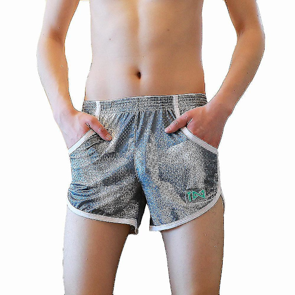 Mænd Mesh Boxershorts Løse Lounge Briefs Undertøj Grey XL