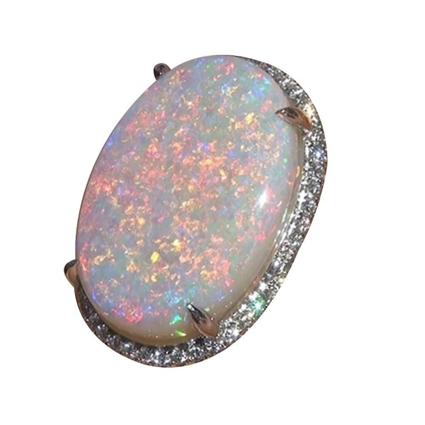 Kvinder skinner kunstig opal sten fingerring bryllup forlovelse smykker gave US 12
