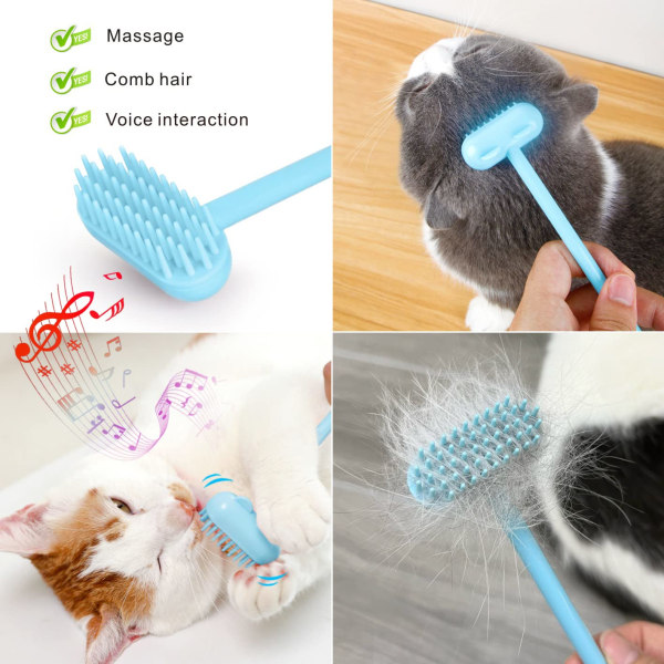 Kattemassasjehårbørsteleketøy, kattebørste for hårfjerning, kattepleiebørstekam for hårfjerning, kattebørste for innendørs