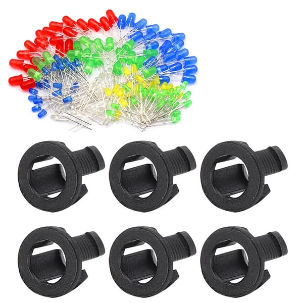 Sort plastik LED-holder til 5 mm dioder 200 stk.