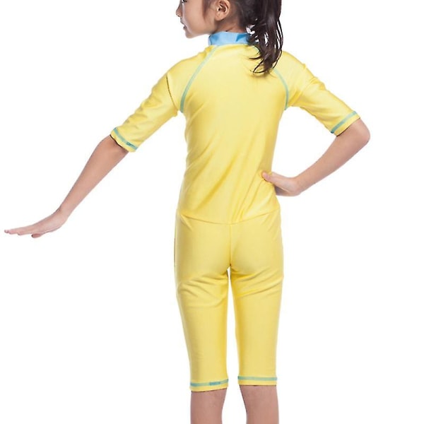 Barn Jenter Muslim Islamsk Modest Burkini Badetøy Gold 8-9 Years