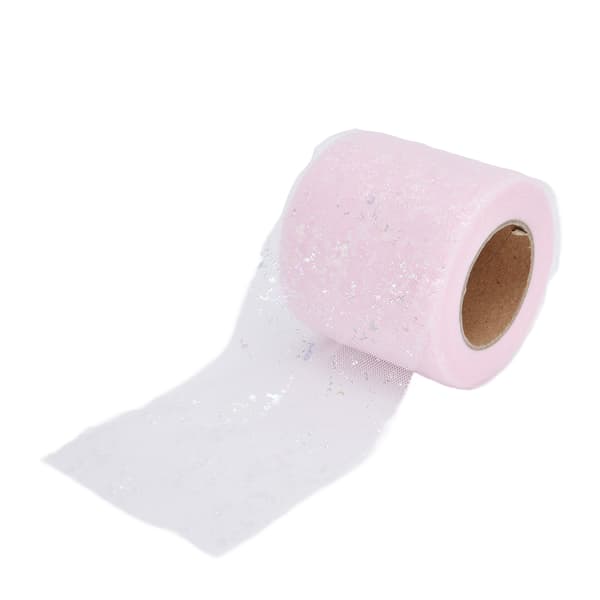 25 Yards 6cm Lett Bærbar Polyester Tyll Stoff Ruller Lys Rosa for Klesdekorasjon