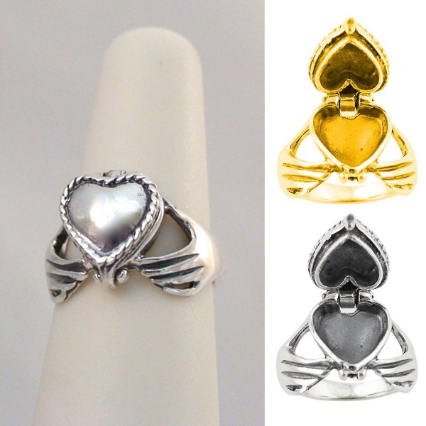 Kvinnerring holder et hjerte som kan åpnes Tilbehør Mote Utseende Bright Luster Fingerring til bryllup Golden US 11
