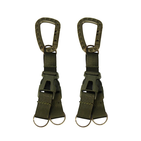 2 st Multifunktionell spänne flaskhållare Bärbar bandklämma Karbinhake Nyckelring Webbing D-formad dubbelkrok för fiske bergsklättring (armégree)