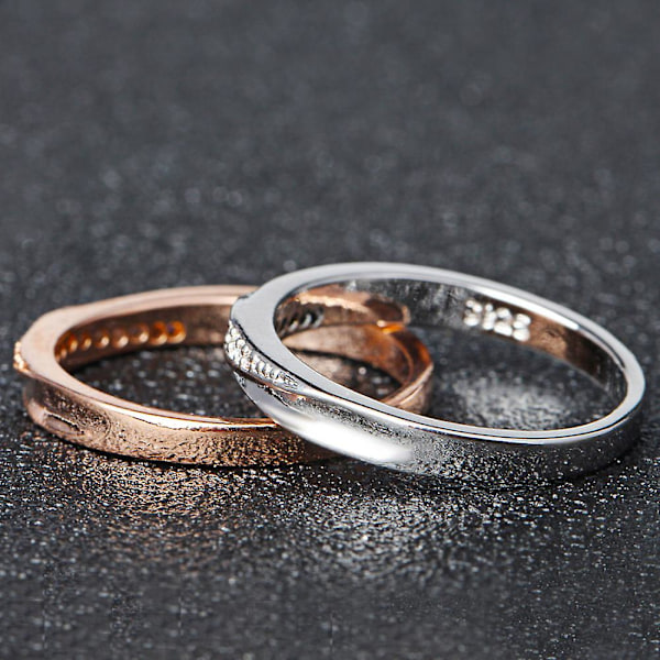 Rund Cubic Zirconia Inlagd Kvinnor Bröllop Förlovning Finger Ring Smycken Present Silver US 9
