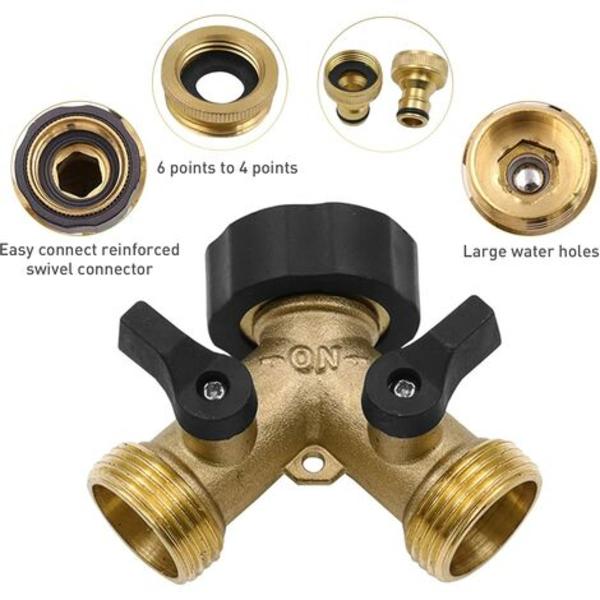 2-veis Y-fordeler, TOCYORIC 2-veis Y-splitter, 3/4" Y-splitter, messingkrankobling for vaskemaskin med individuell