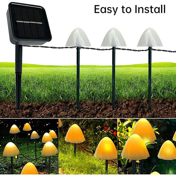 golvlampa för heminredning led solcellssvamplampa (3,8 meter 12 lampor)，för inomhus och utomhus, semesterdekoration