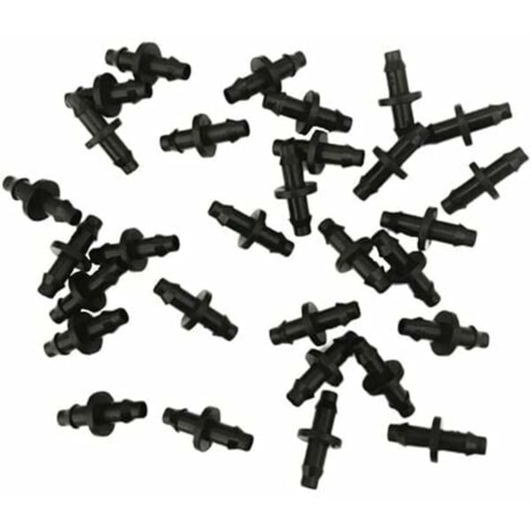 100 stk. 4/7 modhageforbindelser Vandingsfittingssæt Lige modhagerfittings til drypvandingsslangesystem (sort)