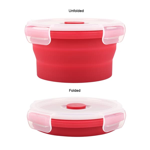Hopfällbar Silikon Bento Box 350ml Röd