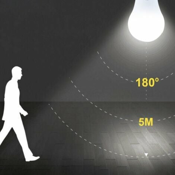 E27 Led-pære, Med Bevegelsessensor, 7W, Hvit, 2 Stk