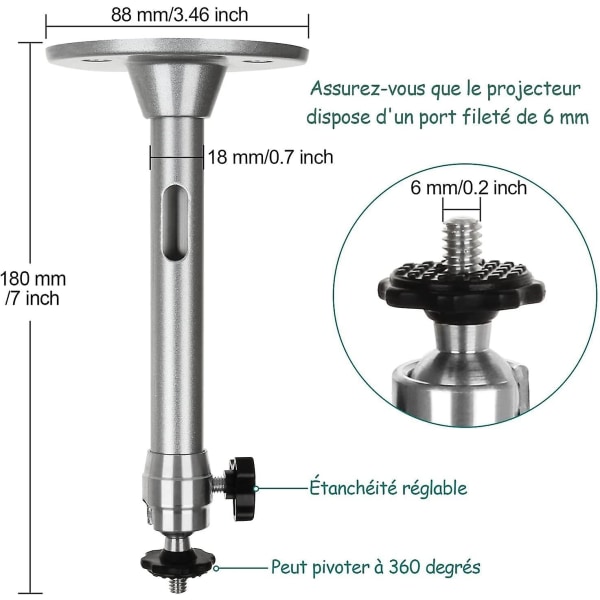 2 stk. Projektor Takfeste, Mini Justerbart Veggprojektorfeste i Aluminium, Universelt Projektor Takfeste For Digitalkamera Speilrefleks Videokamera Maks. 5