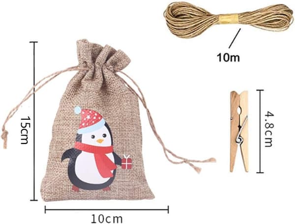24-pack små julburlap-presentpåsar med dragsko, godis C