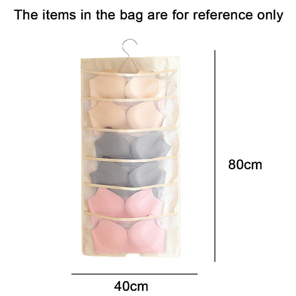 Monikäyttöinen riippuva vaatekaappi Kaksipuolinen riippuva säilytyskassi style2 beige