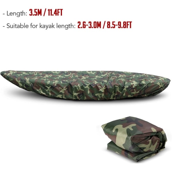 3,5m (egnet til 2,6-3m både) Camouflage Kajak Cover Camouflage Kano Cover