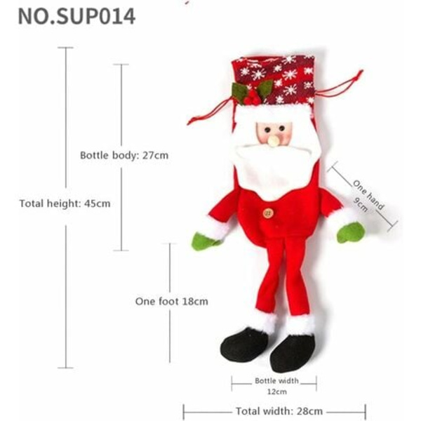 Julvinflaskpåsar Cover Gnome Vinflaskpropp Återanvändbar festbordsdekoration (Röd Sa