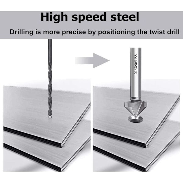 HSS 6542 90° konisk bor Forsenking forsenket vriderbor sylindrisk avgradingskutter for tremetall PVC-maskin
