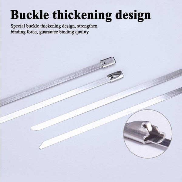 100 stk 300 mm x 4,6 m højkvalitets rustfrit stål kabelbindere Metal rustfrit stål slangeklemme 300 mm metal bandage stål C