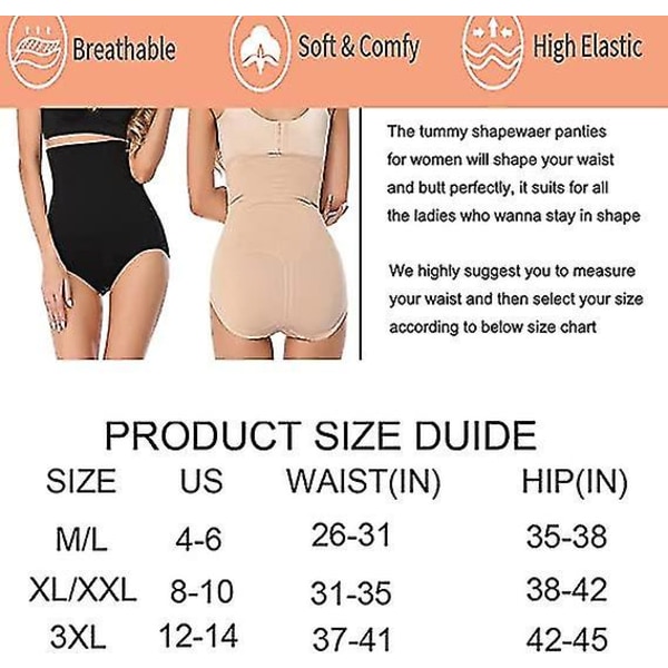 Stringtrosa Shapewear hög midja kontroll trosa för magen Black XL and 2XL