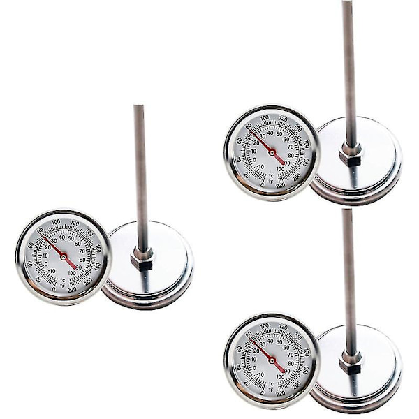 3 stk Kompost Jordtermometer Premium rustfrit stål Metalmålesondedetektor