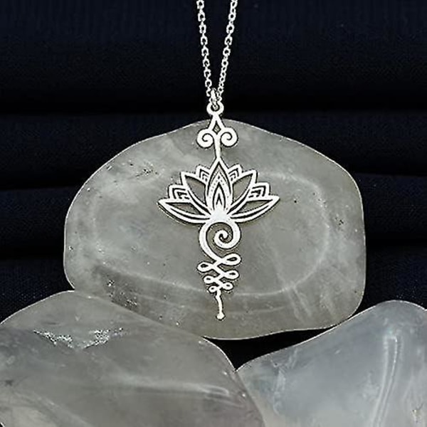 Unalome Hängsmycke Hippie Halsband.unalome Halsband Med Lotus Flower-yoga smycken, Silver
