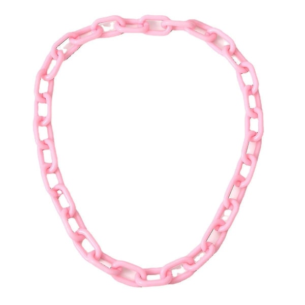 Akryl halskjede anheng overdreven geometri choker for kvinner 24 tommer pink