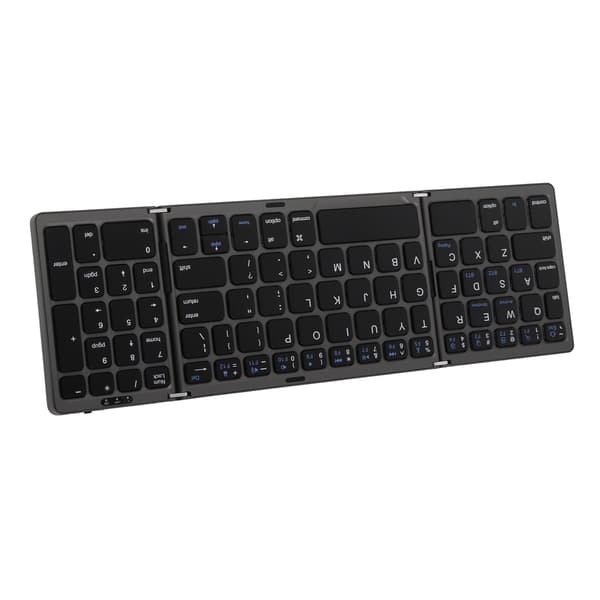 Bluetooth Tastatur Triple Fold Trådløs Multi Enhed til Laptop Tablet Telefon Grå Sort