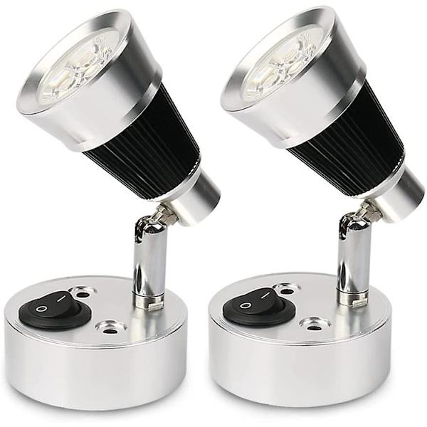 12v Led Spot Væglæselys, 2 Stk Auto Led Lys Justerbar Switch Interiør E Van Light Til Rv, , E, Båd, Yacht