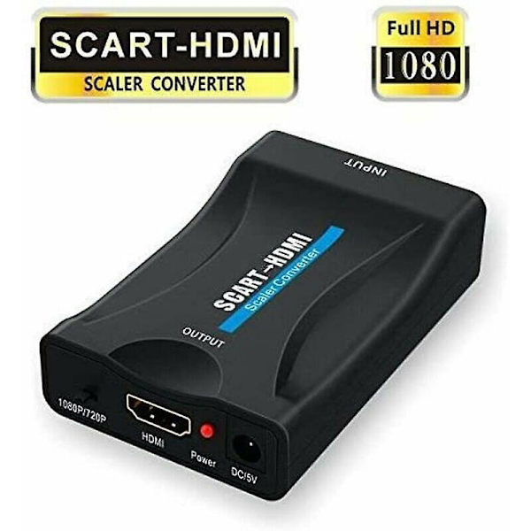 Scart til HDMI-adapter, 1080p Scart til HDMI-SCART-konverter med usb-strømkabel til tilslutning af set-top-boks, dvd-afspiller, stb-boks