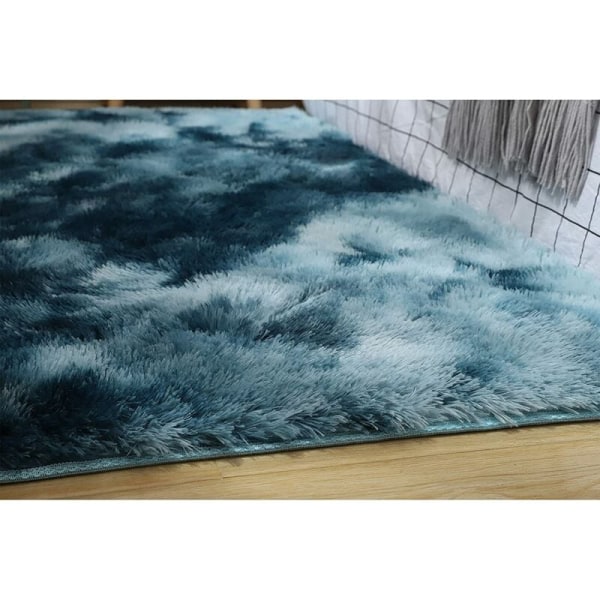 Mørkeblå 80*160 cm gradient tie-dye stue sofabord soveværelse plys rektangulær gulvmåtte，Til toilet, toilet osv.