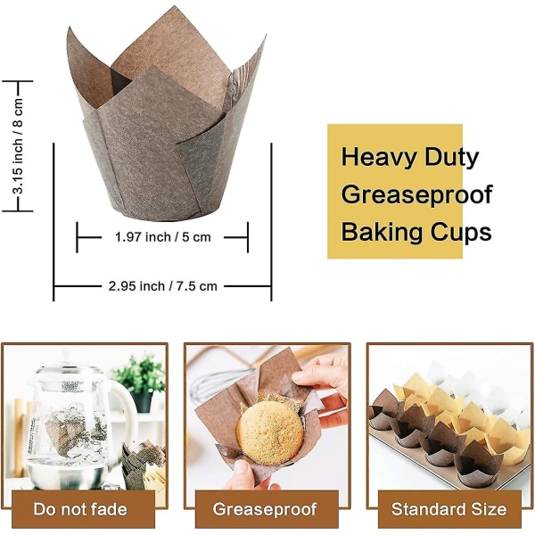 Muffinsfodral, Muffinspapper, 150 st Tulpanbakningspappersmuggar, Pappersmuffins, Molds Muffinskoppar, Cupcakespappersmuggar För Muffins, Tårta, Cu