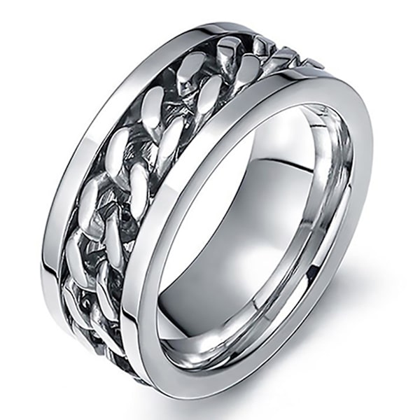 Punk män kvinnor unisex rostfritt stål kedja inlagd finger ring band smycken gåva White 7