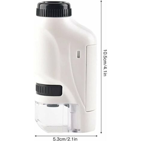 Lommemikroskop Mini håndholdt mikroskop med LED-lys Bærbar High Definition, hvid