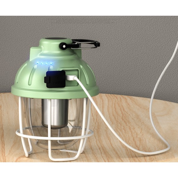 Utomhuscampinglampa Multifunktionell retro campinglampa LED-lampa bärbar laddning TYPE-C (grön (magnet)),