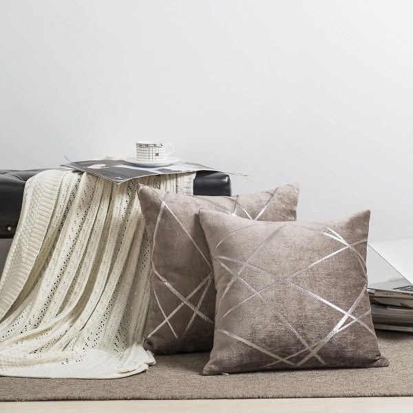 Koristeellinen sohvatyynyliina, sohva paksu tyynynpäällinen, neliönharmaa luksustyyny 2 settiä 65*65 cm Tawny