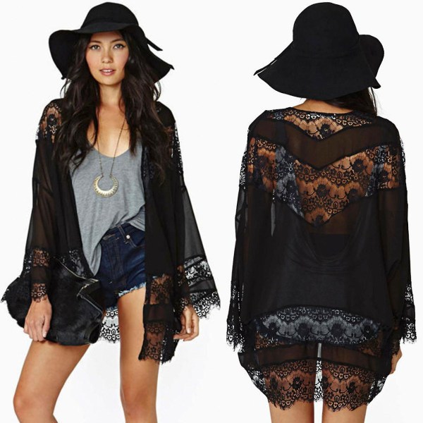 Dame Chiffon Blonde Kimono Cardigan Holiday Toppe