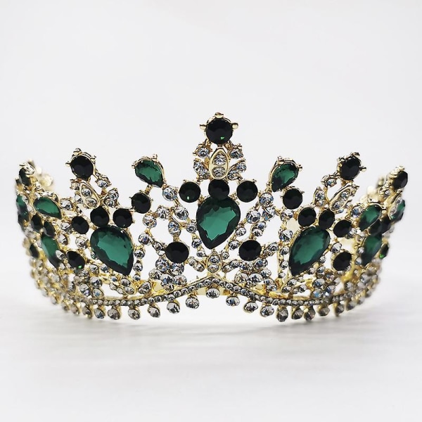 Jeweled Crowns Beautiful Headpiece Wedding Crown Wedding Tiaras Hårtilbehør For Prom bursdag Green with comb