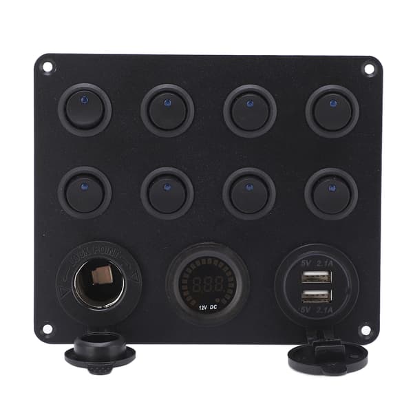 8-posisjons billader dobbel USB 2.1A høyeffekt LED-display RV-strømuttak