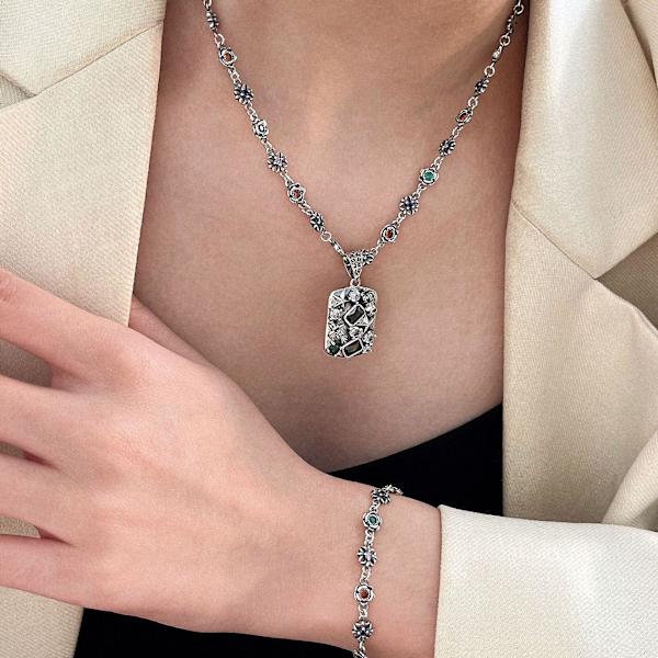 Armband 925 Silversmycken Flower Stud Modesmycken Ac8127 C262