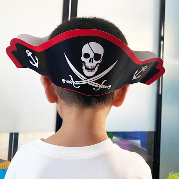 10 stycken Halloween Barn Vuxen Bar Födelsedagsfest Papper Pirattema Fest Toddler Pappers Hatt Piratmössa,
