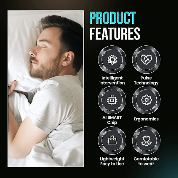 Smart Ems Anti Snorke Device, Sleeppro Smart Laryngeal Pulse Anti-snorken Device med fikseringsstrop