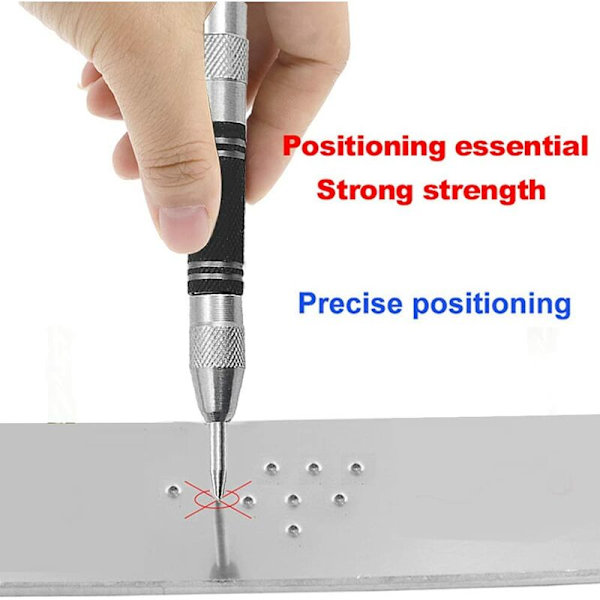 2 stk Center Punch, 5 Tommer Fjederbelastede Auto Center Punches med justerbar Slag Auto Punch Tool Fast punkt bilglas knuseværktøj