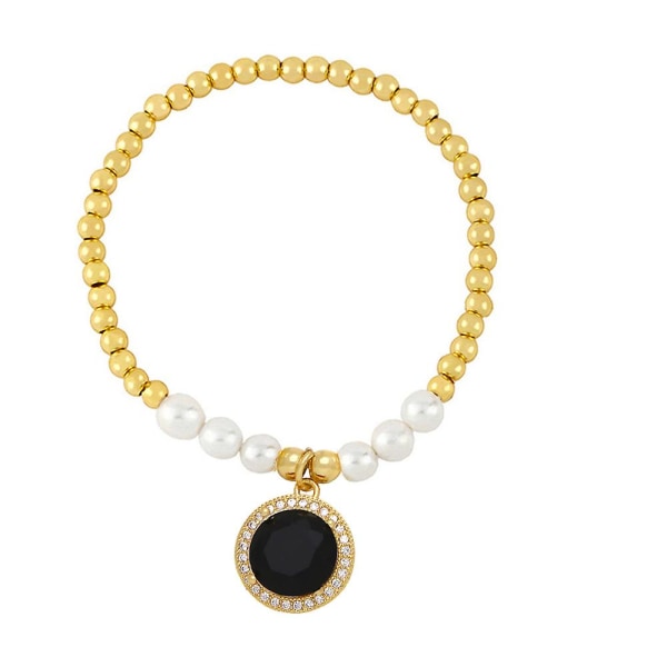 Armbånd Vintage Zircon Pearl Fashion Jewelry Ac8760 Black