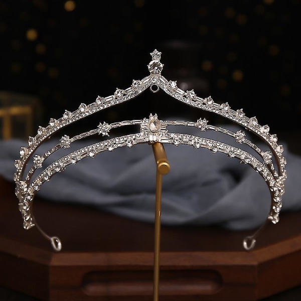 Brudekrone Hodeplagg Retro Rhinestones Innlagt pannebånd Luksuskrone For kvinnelig bryllupsbursdag