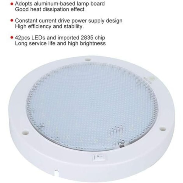 Pyöreä LED-kattovalaisin 9W kattovalaisin karavaanihuviveneen kattovalaisimiin jne. (Lämmin valkoinen valo)