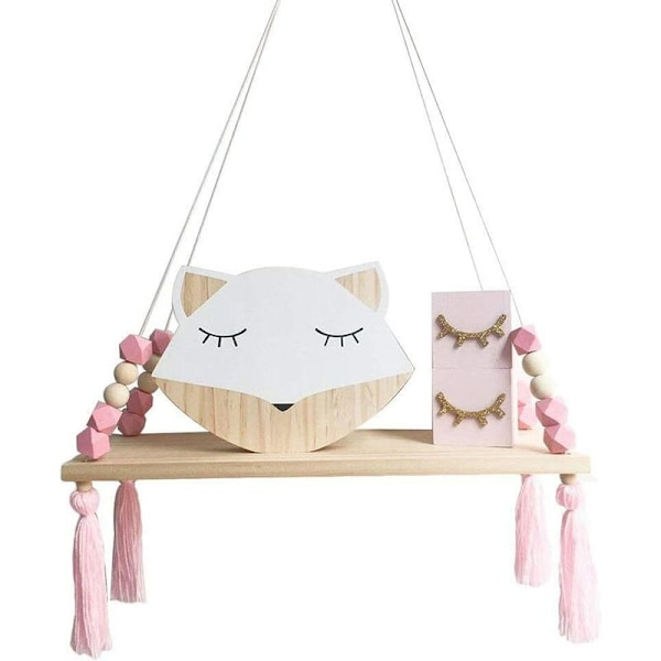Home Wooden Beads Tassel Hylde Macaron Opbevaringshylde (Pink Octagonal Beads),