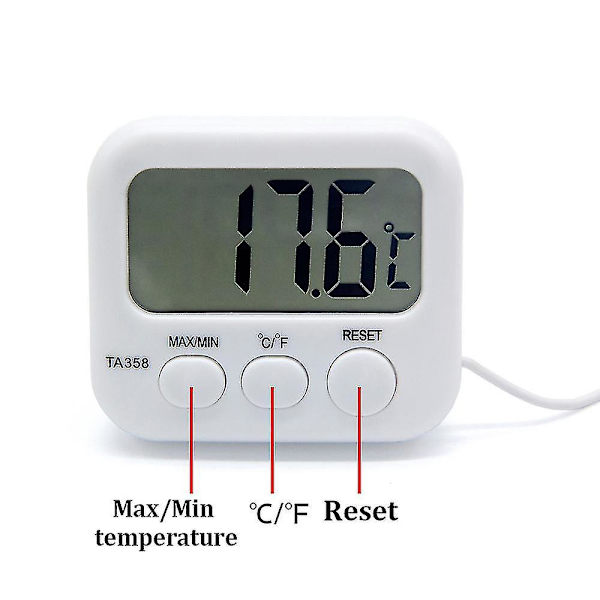 Kjøleskap Akvarium Kjøkken Elektronisk LCD Max-min termometer Digital termotemperaturmåler med sondesensorkabel
