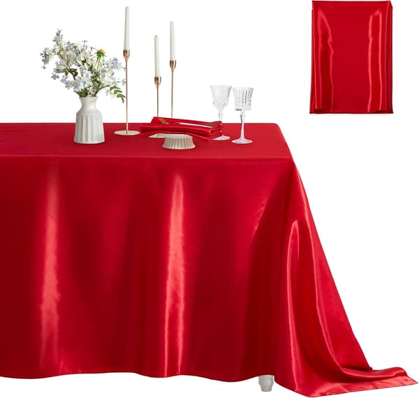 1-pak satindug rektangulær silkeblød dug, satinduge 60 x 102 tommer, Rød 1 stk Rød Red 1pcs