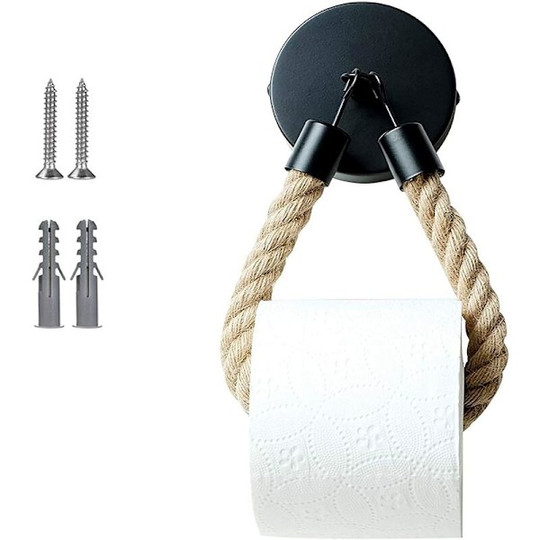 Black Plate pehmopaperipidike rei'itys + liimakoukkumatto hamppuköysi monitoiminen pehmopaperiteline, kotikeittiöön, wc:hen,