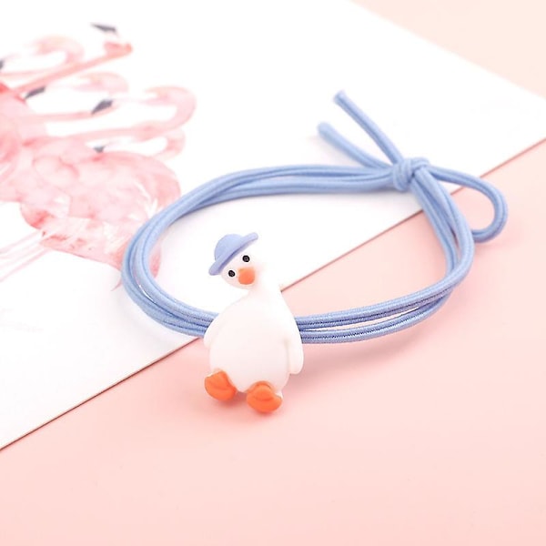 Söt anka litet gummiband Söt handled par armband stil dubbel användning kvinnlig hårnål Mjuk och Blue Pair